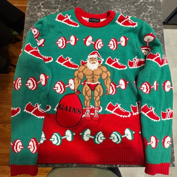 Ugly Christmas Sweater- Santa Gains (XL) - Picture 1 of 10